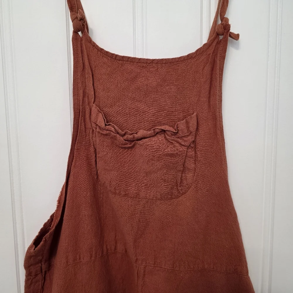 Lakhays Rust Linen Blend Overalls – S/M, Made in Nepal - Picture 3 of 4